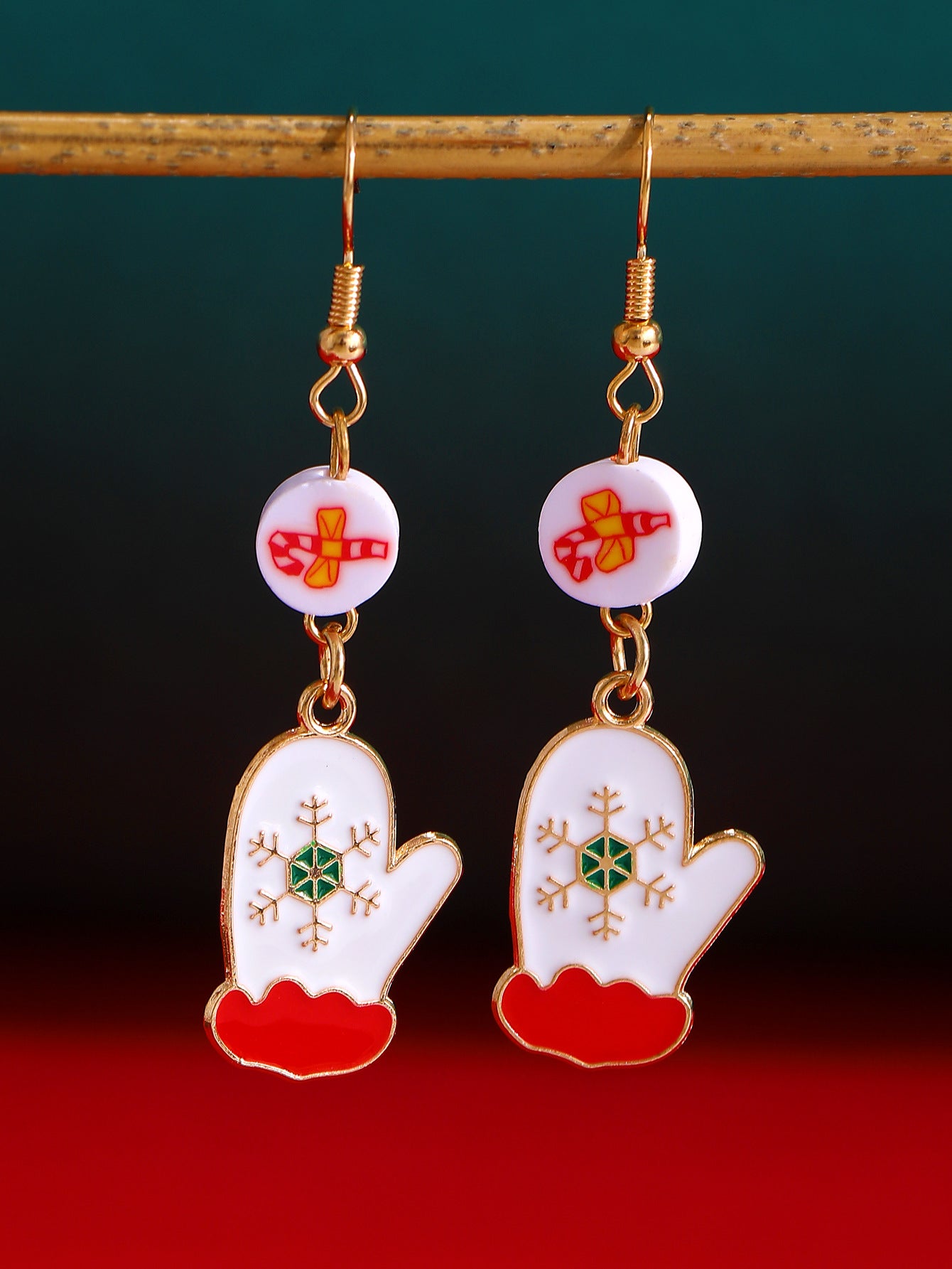 Wholesale Diamond-encrusted Christmas tree earrings